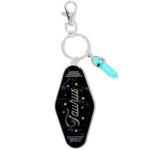 Retro Hotel Key Mystical Gem Zodiac Keychain - Taurus - NWT